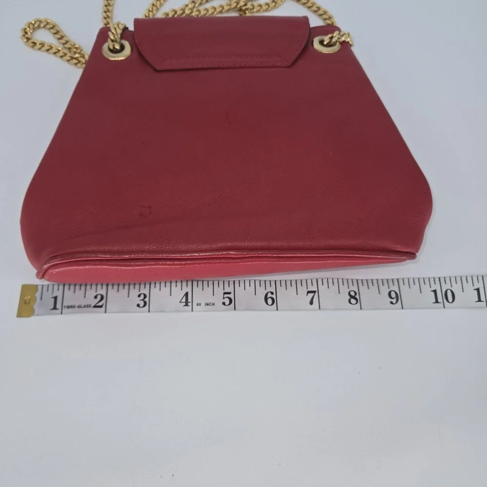 VTG Paloma Picasso 80s 90s Crossbody Leather Bag Red Signature‎ Gold Chain Italy